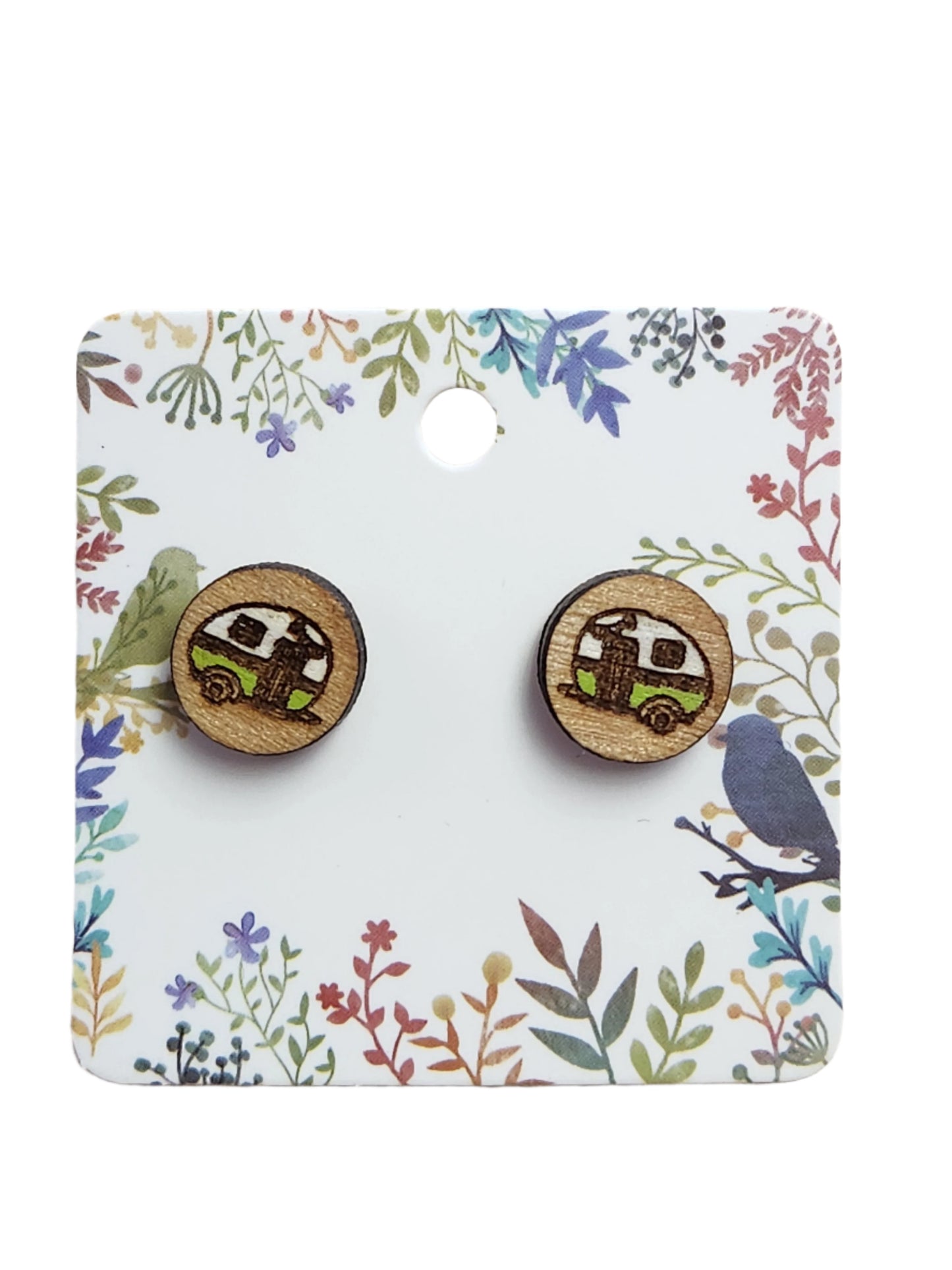 Boucles d'oreilles en bois pour caravane